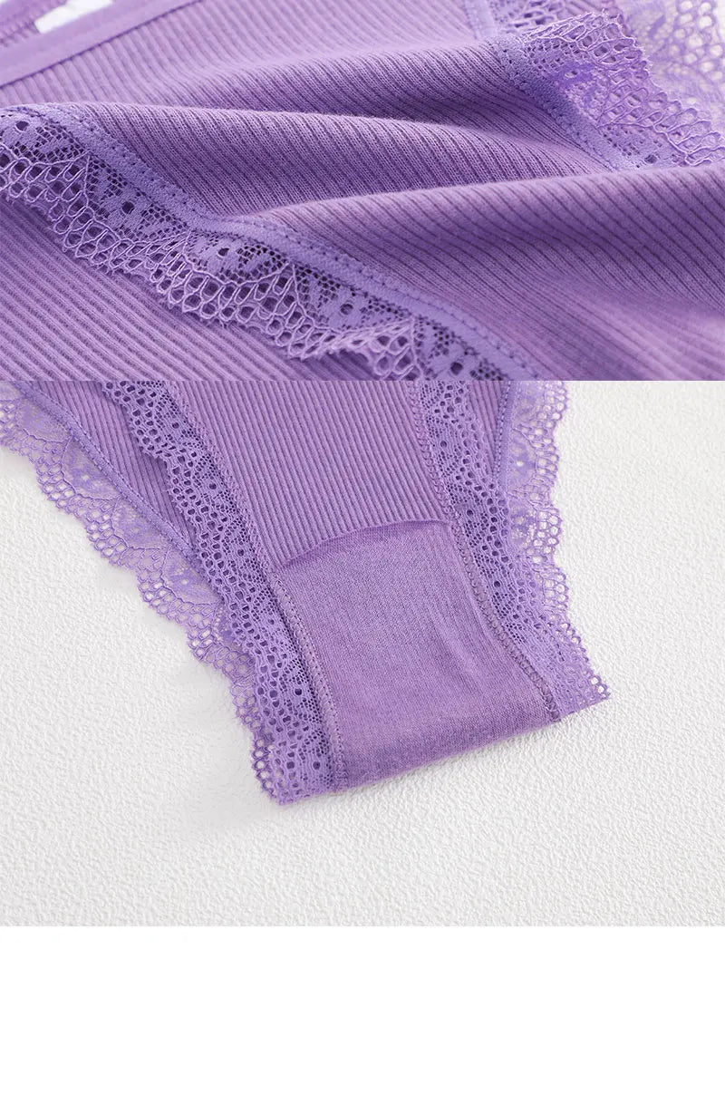 FIENTOO 6PCS Sexy Low-Waist Briefs Lace Cotton Panties for Women Female Soft Underwear Girls Elastic Intimates Sexy Lingerie