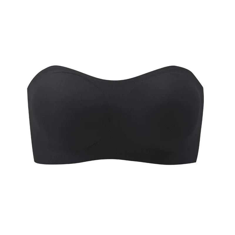 Female Removable Padded Soft Ice Silk Traceless Brasseries Wire Free Side Buckle Bra For Women Invisible Strapless Push Up Bras