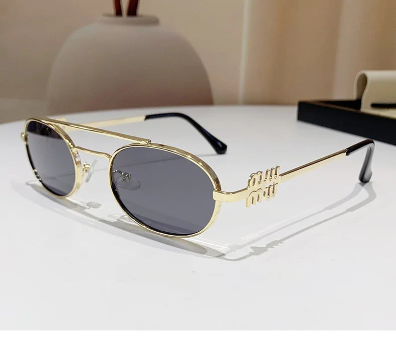 Fashion Punk Double Beam Sunglasses Women Men Retro Brand Designer Small Frame Sun Glasses Female Trendy Sunshade Eyewear UV400