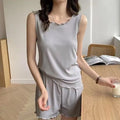 Sleeveless Pajama Sets Women Simple Baggy Home Breathable Ulzzang Soft Casual All-match Summer Harajuku College Girls Loungewear