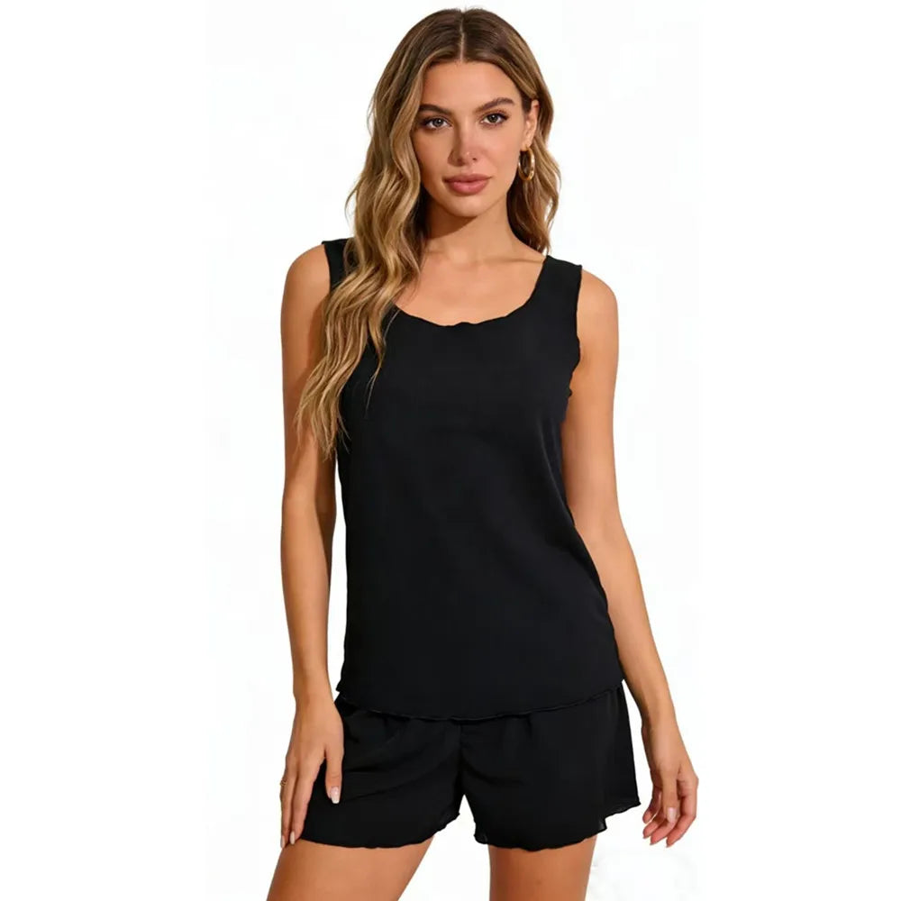 Sleeveless Pajama Sets Women Simple Baggy Home Breathable Ulzzang Soft Casual All-match Summer Harajuku College Girls Loungewear