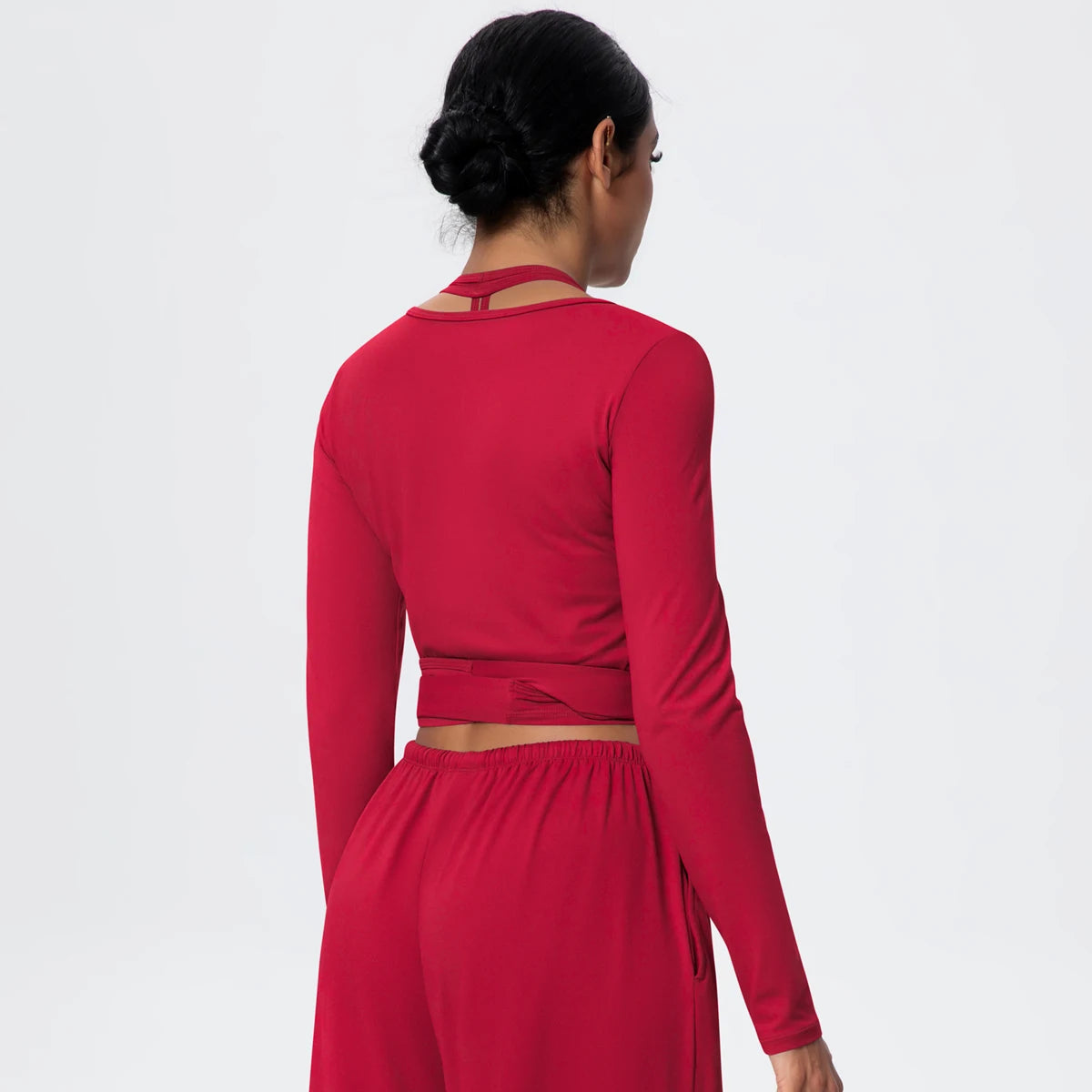 Women Slim Breathable Sports Top Women Active Wear Sports Yoga Long Sleeved Solid Color Running Shirts Straps Design Yoga Top