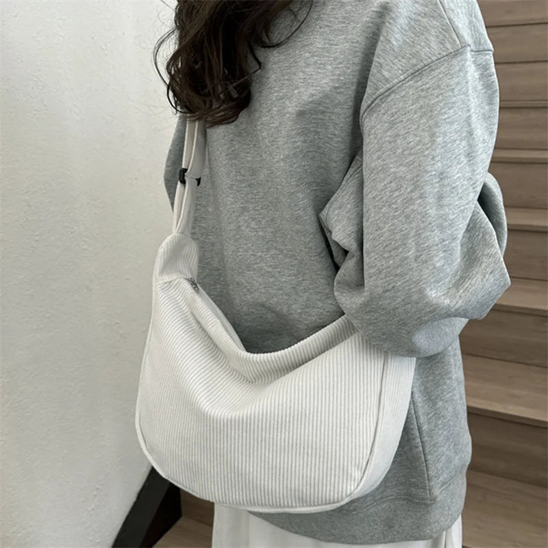 Corduroy Lazy Wind Everything Japanese Literary Single Shoulder Crossbody Student Casual Korean Female Simple Dumpling Bag