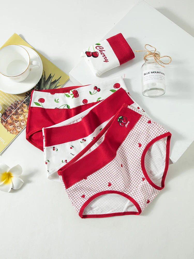 4Pcs Women Cotton Panties High Waist Underwear Print Ladies Briefs Soft Underpants Breathable Plus Size M-4XL Sexy Lingerie
