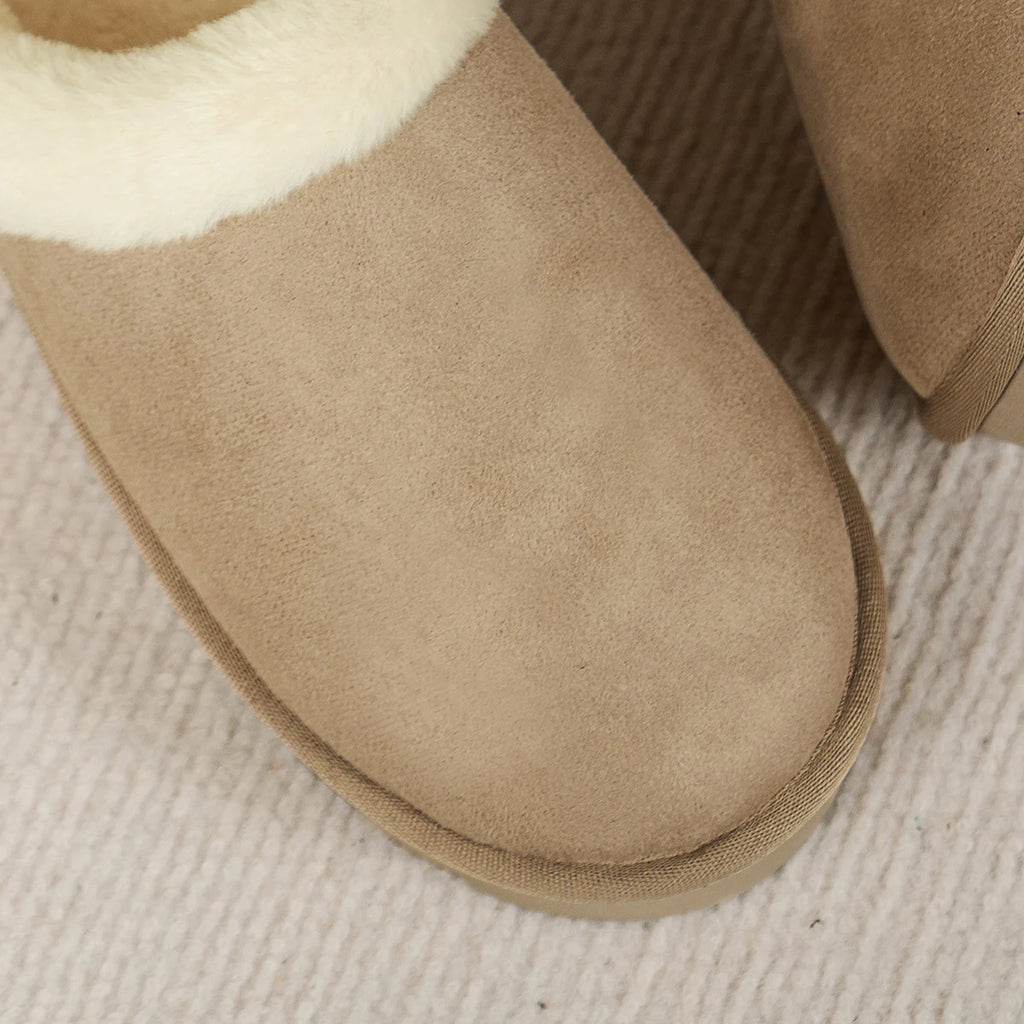 Winter fashion women's fluffy thick-soled casual shoes, thick-soled indoor anti-slip and warm with fur lining