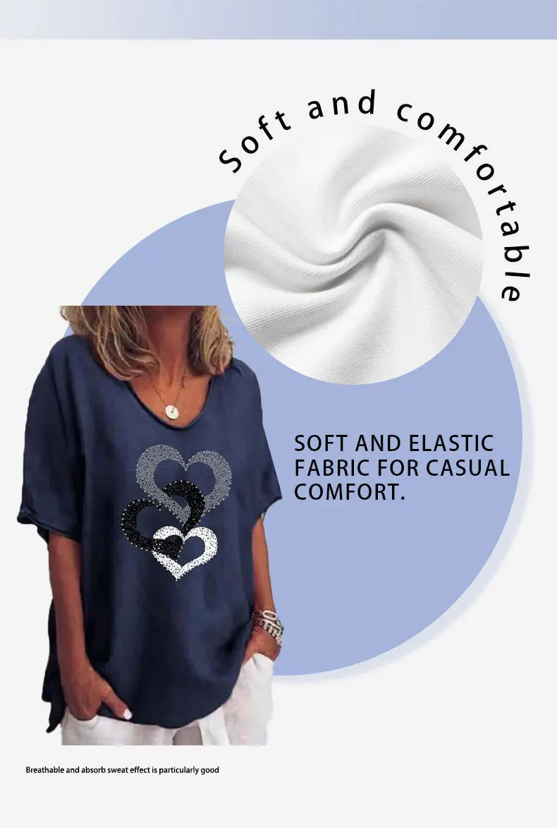 3D Butterfly Printed Short Sleeve T-shirt Korean Style Women's Clothes 2024 V-neck Short Sleeves Tees Shirt Loose Casual Blouses