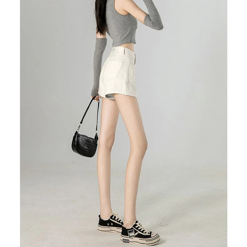 Summer Hot Sale Lady Ins Korean Thin Jeans Girls Fashion Solid High Waist Denim Shorts Women Classic Baggy Short Pants