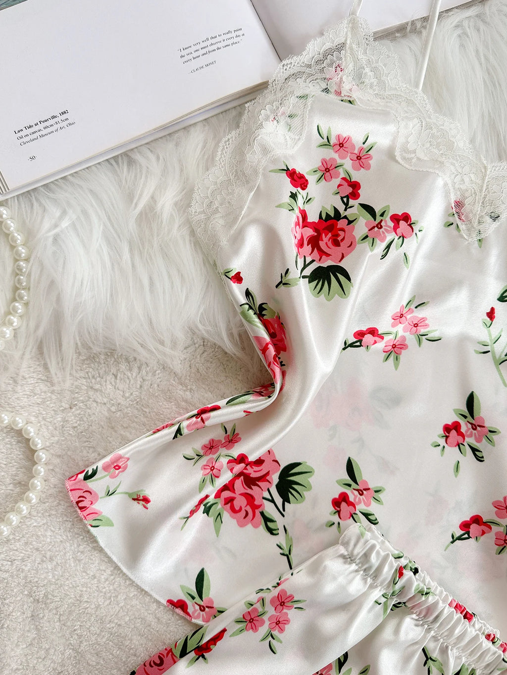 Women 2 Piece Set Elegant And Romantic Printed V Neck Lace Top And Pants Comfortable And Breathable Women's Clothing