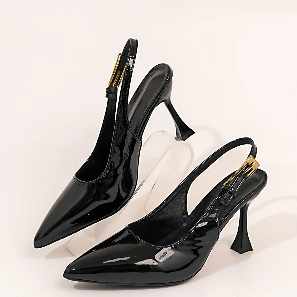 Woman Pumps Large Size Fashion Pointed Toe Shallow Buckle Strap Heels Sandals Sexy Slingbacks Leopard Stiletto High Heels Heels