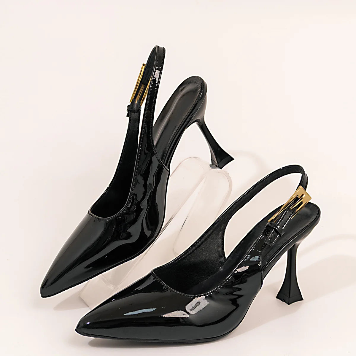 Woman Pumps Large Size Fashion Pointed Toe Shallow Buckle Strap Heels Sandals Sexy Slingbacks Leopard Stiletto High Heels Heels