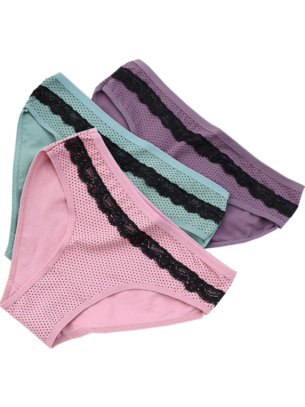 5 Pieces of Women's Sexy Underpants Student Cute Mid Waist Underpants Breathable and Soft Lace Edge Decorative Underwear Sexy