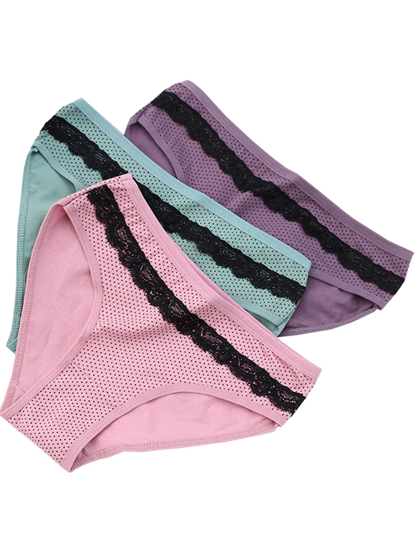 5 Pieces of Women's Sexy Underpants Student Cute Mid Waist Underpants Breathable and Soft Lace Edge Decorative Underwear Sexy
