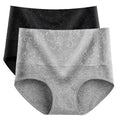 2PCS Plus Size Women's Cotton Underwear High Waisted Tummy Control Panties Full Coverage Briefs Jacquard Ladies Panty