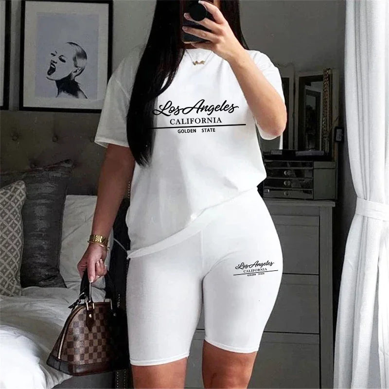 Daily Short Sleeve Hot Sales Comfort Quality Casual Woman Clothing Summer Two Piece Set Women Tracksuit T-Shirts O-Neck Shorts