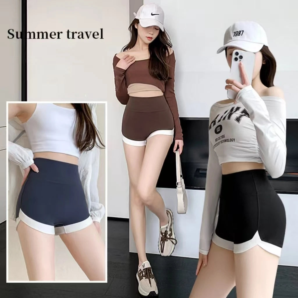 Hearuisavy Running Sports Shorts Women Buttock Lift Gym Leggings Women Cycling Slim Fit Workout Shorts High Waist Yoga Shorts