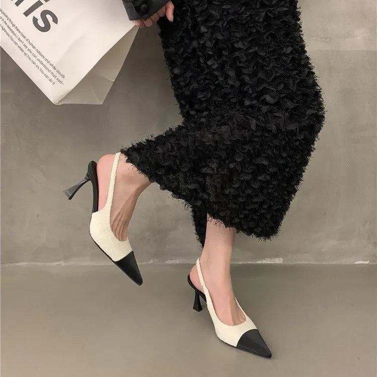 Fashionable Comfortable Elegant Sexy Small Toe Stiletto High Heels French High Heels Baotou Back Hollow Sandals Women