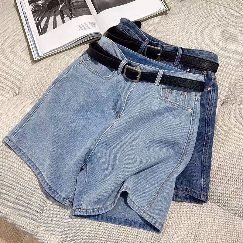 Summer Hot Sale Female Korean High Waist Jeans Lady Solid Color Thin Denim Shorts Girls Casual Fashion Daily Short Pants