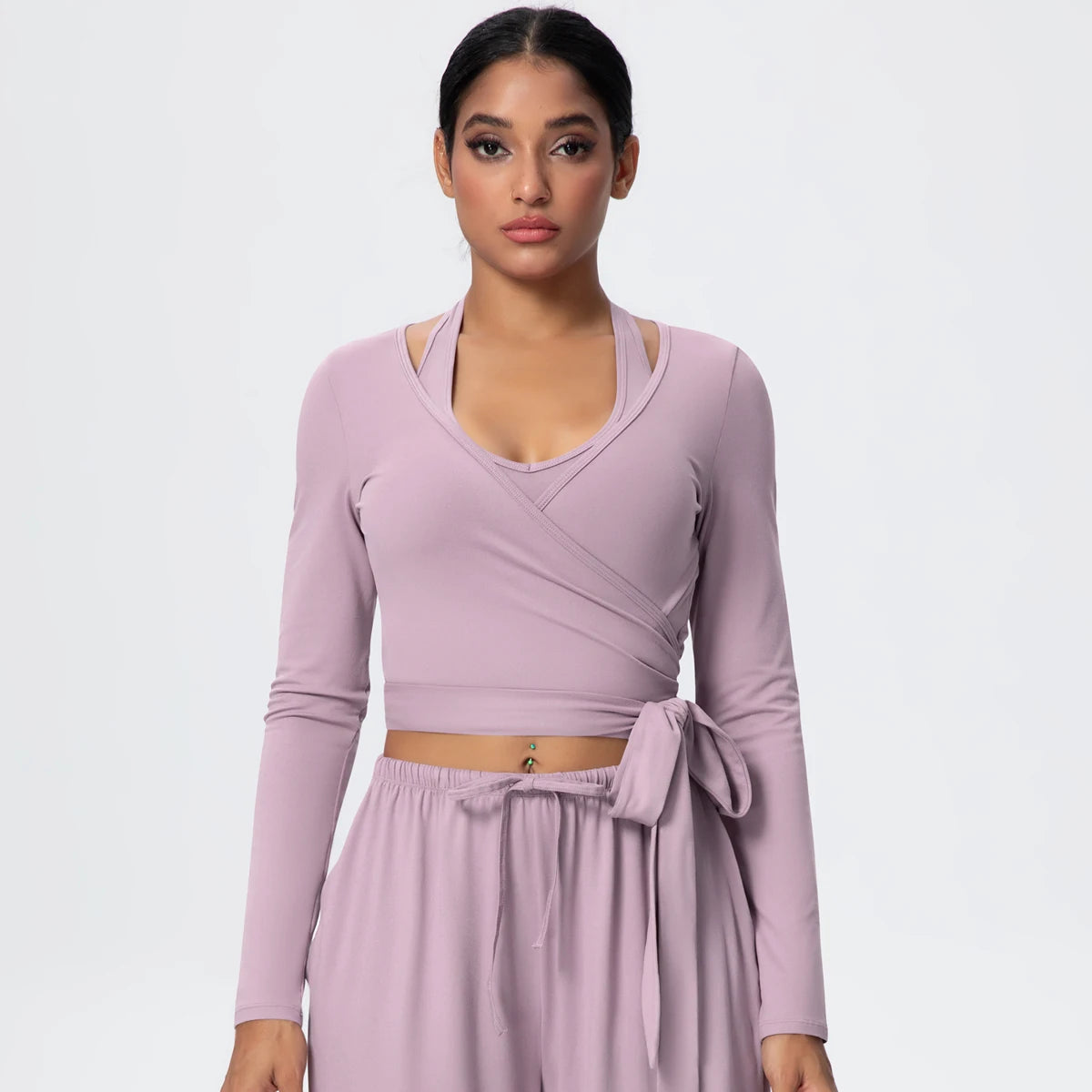 Women Slim Breathable Sports Top Women Active Wear Sports Yoga Long Sleeved Solid Color Running Shirts Straps Design Yoga Top