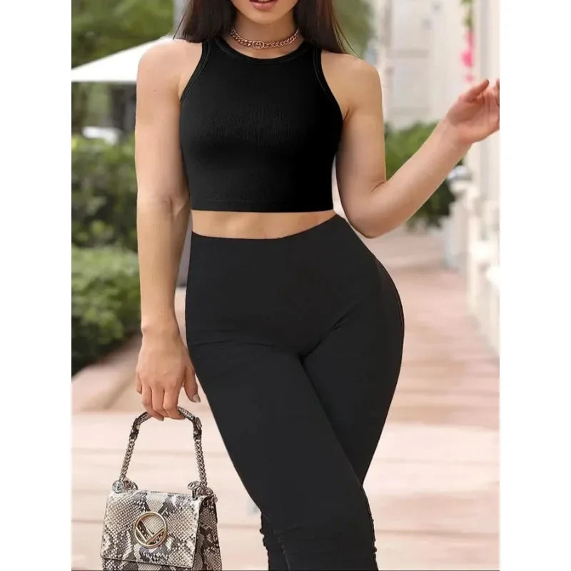 Plus Size 1XL-5XL Women's Fashionable Solid Color Round Neck Sleeveless Versatile Short Casual Vest