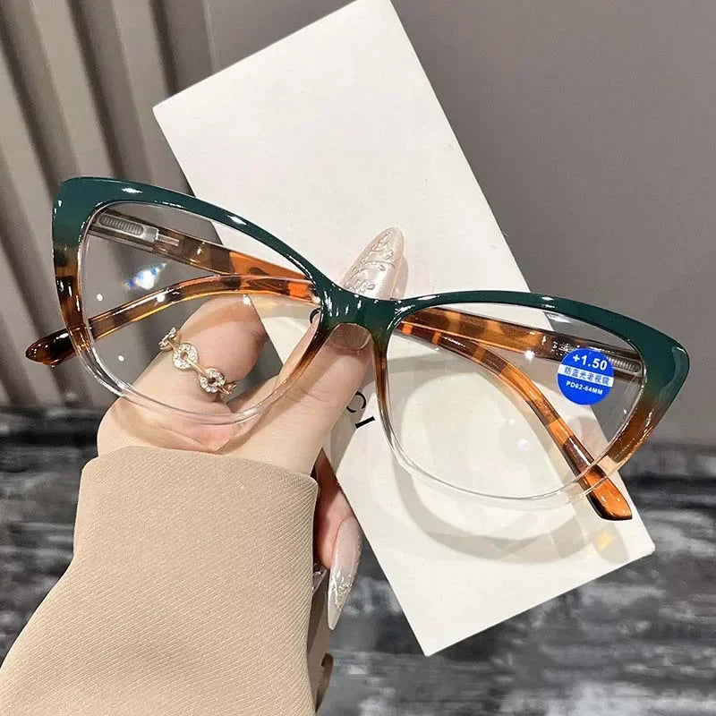 2025 New Fashionable and Trendy Cat Eye Women's Reading Glasses Retro Neutral Advanced Display Young Anti Blue Light Glasses