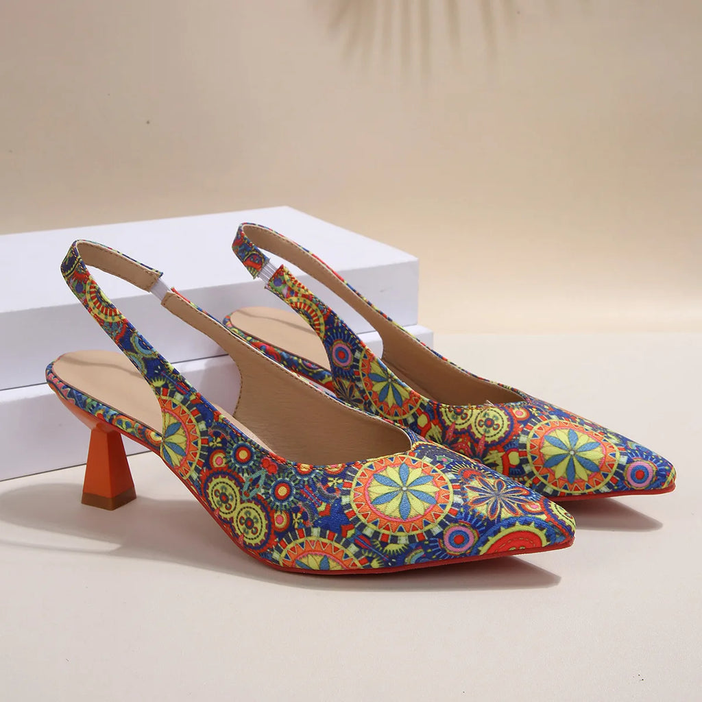 New Summer Sexy Women Slingback Sandals High Heel Lady Party Shoes French One Word High Heels with Thick Heels Baotou Sandals