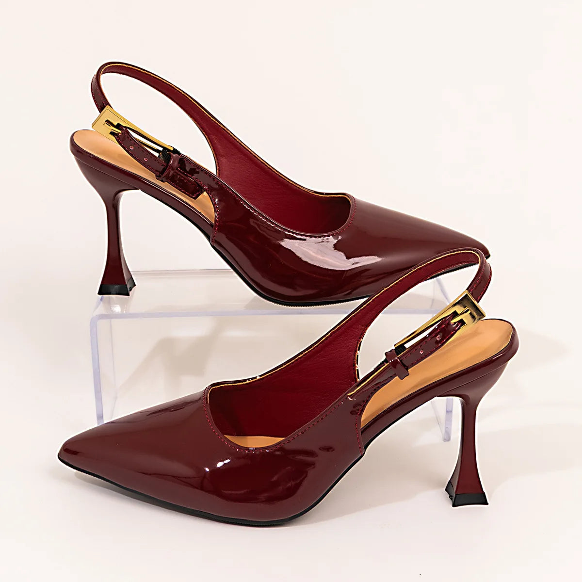 Woman Pumps Large Size Fashion Pointed Toe Shallow Buckle Strap Heels Sandals Sexy Slingbacks Leopard Stiletto High Heels Heels