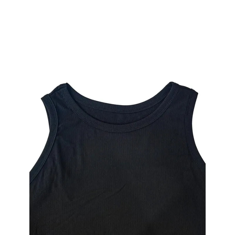 Plus Size 1XL-5XL Women's Fashionable Solid Color Round Neck Sleeveless Versatile Short Casual Vest