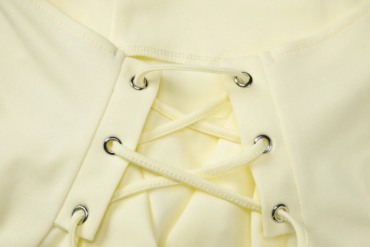 Dulzura Halter Backless Slim Lace Up Corset Tank Top Women'S Fashion Sexy Casual Y2K Top Party Club Street Style Summer Clothes