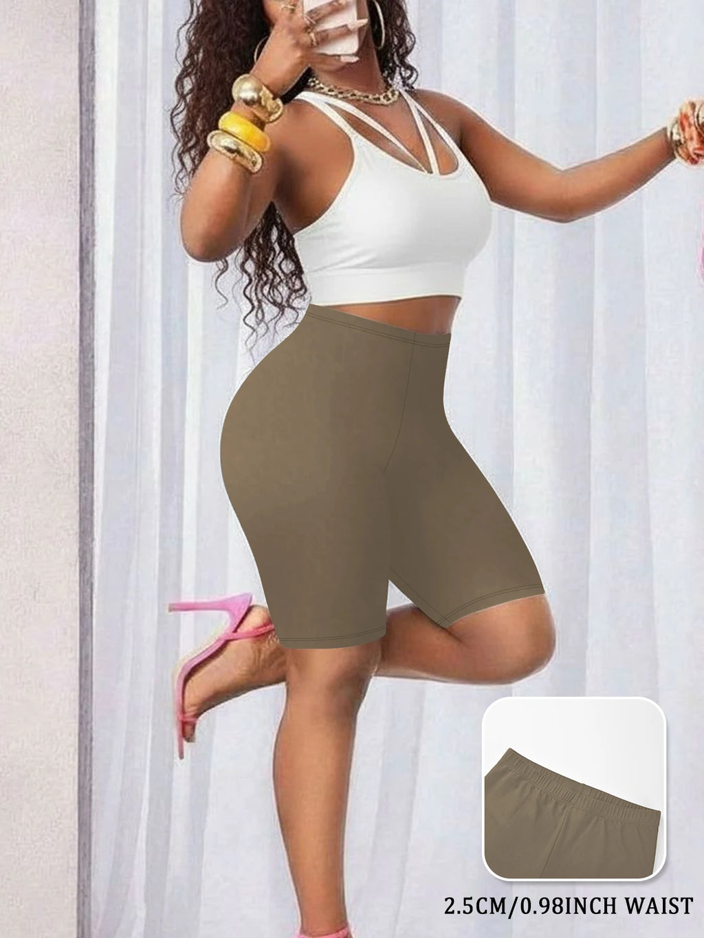 Women's Super Soft Biker Shorts High Stretchy No See Through Workout Running Yoga Athletic Gym Fitness Pants