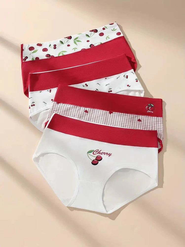 4Pcs Women Cotton Panties High Waist Underwear Print Ladies Briefs Soft Underpants Breathable Plus Size M-4XL Sexy Lingerie