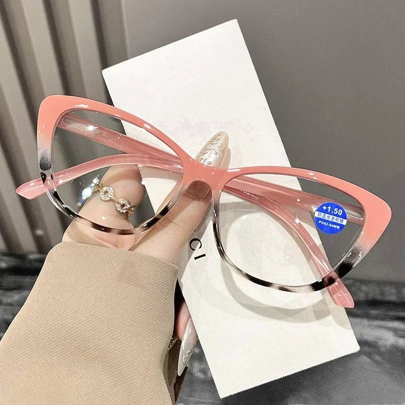 2025 New Fashionable and Trendy Cat Eye Women's Reading Glasses Retro Neutral Advanced Display Young Anti Blue Light Glasses
