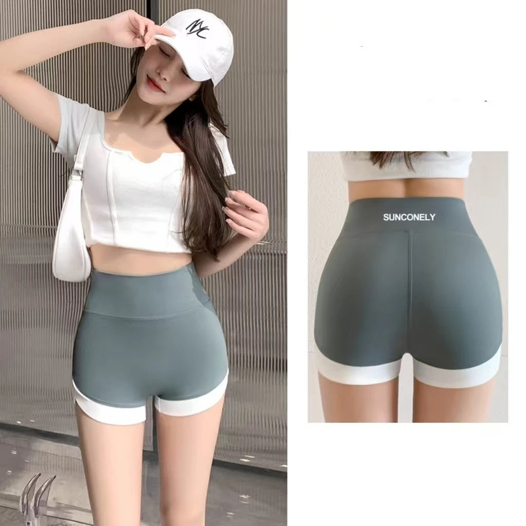 Hearuisavy Running Sports Shorts Women Buttock Lift Gym Leggings Women Cycling Slim Fit Workout Shorts High Waist Yoga Shorts