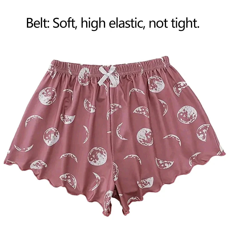 Women Pajamas Sleepwear Pajama Set Sports Camisole and Shorts Pink Black Moon and Planet Print Summer Comfortable Casual Suit