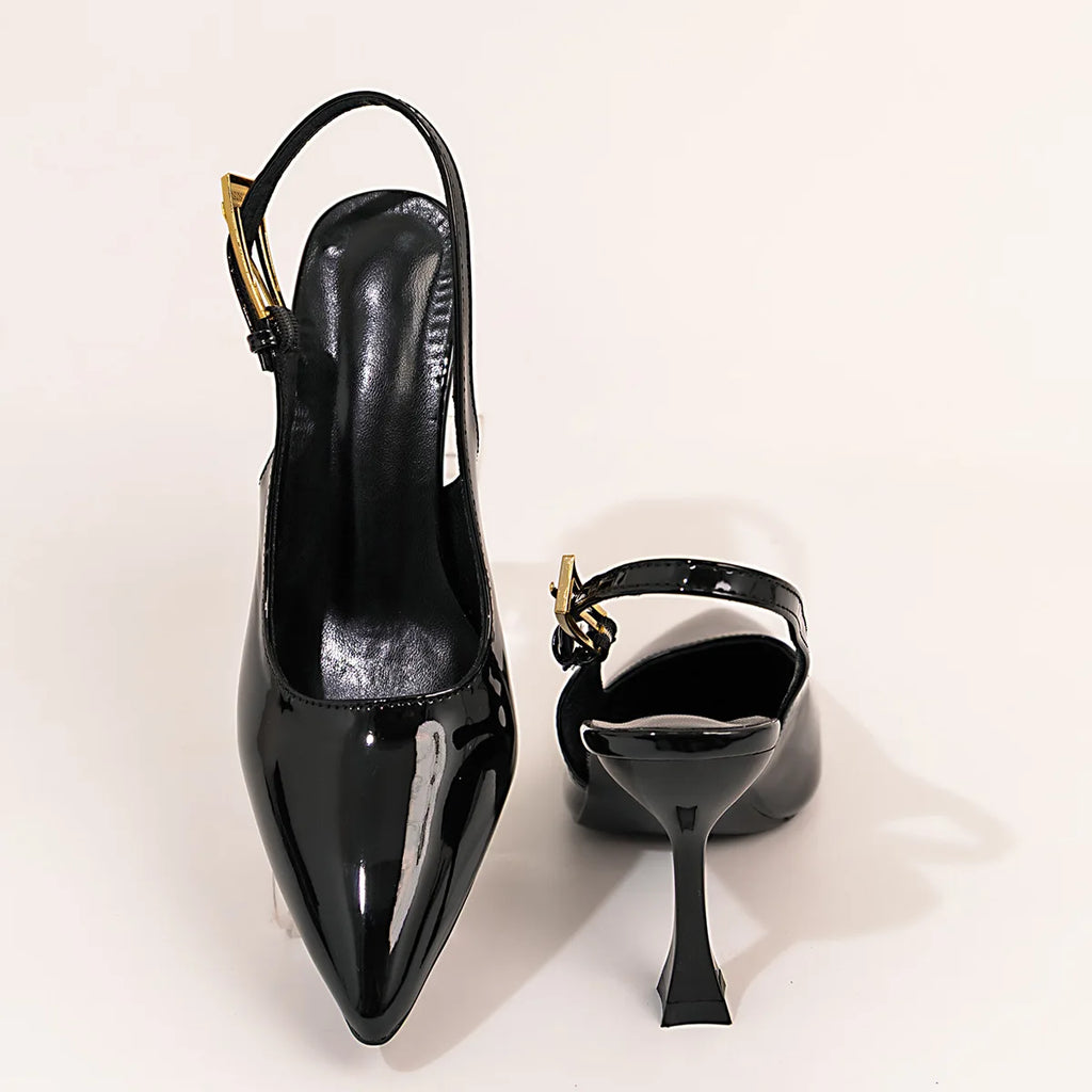 Woman Pumps Large Size Fashion Pointed Toe Shallow Buckle Strap Heels Sandals Sexy Slingbacks Leopard Stiletto High Heels Heels