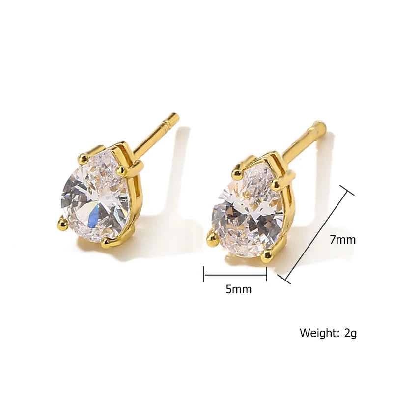 ZAKOL Marquise Cubic Zircon Stud Earring for Women Girls Ladies Fashion Silver Gold Color Daily Ear Accessories