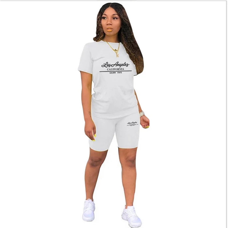 Daily Short Sleeve Hot Sales Comfort Quality Casual Woman Clothing Summer Two Piece Set Women Tracksuit T-Shirts O-Neck Shorts