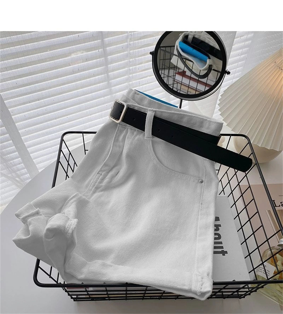 High Waist Wide Leg Short Jeans Women's Summer Loose Pocket Korean Style A-Line Casual Hot Pants Blue Denim Shorts Streetwear