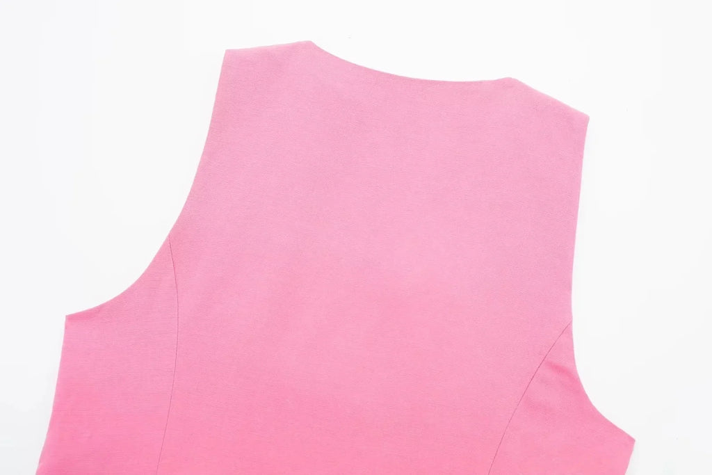 HH Women 2 Piece Vest Shorts Set V Neck Button Waistcoat High Waist Pleated Shorts Office Lady Casual Business Solid Suit