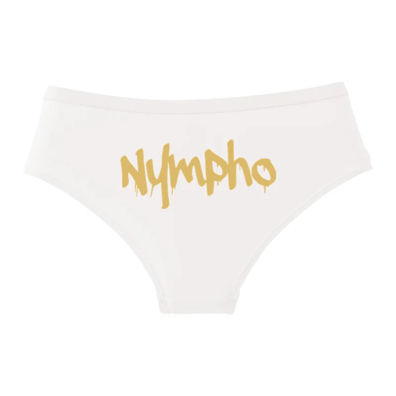 NYMPHO Gold Letter Print Underwear Cute Girl Briefs Female Soft Cotton Panties Sexy Lingeries For Women Ladies Underpants