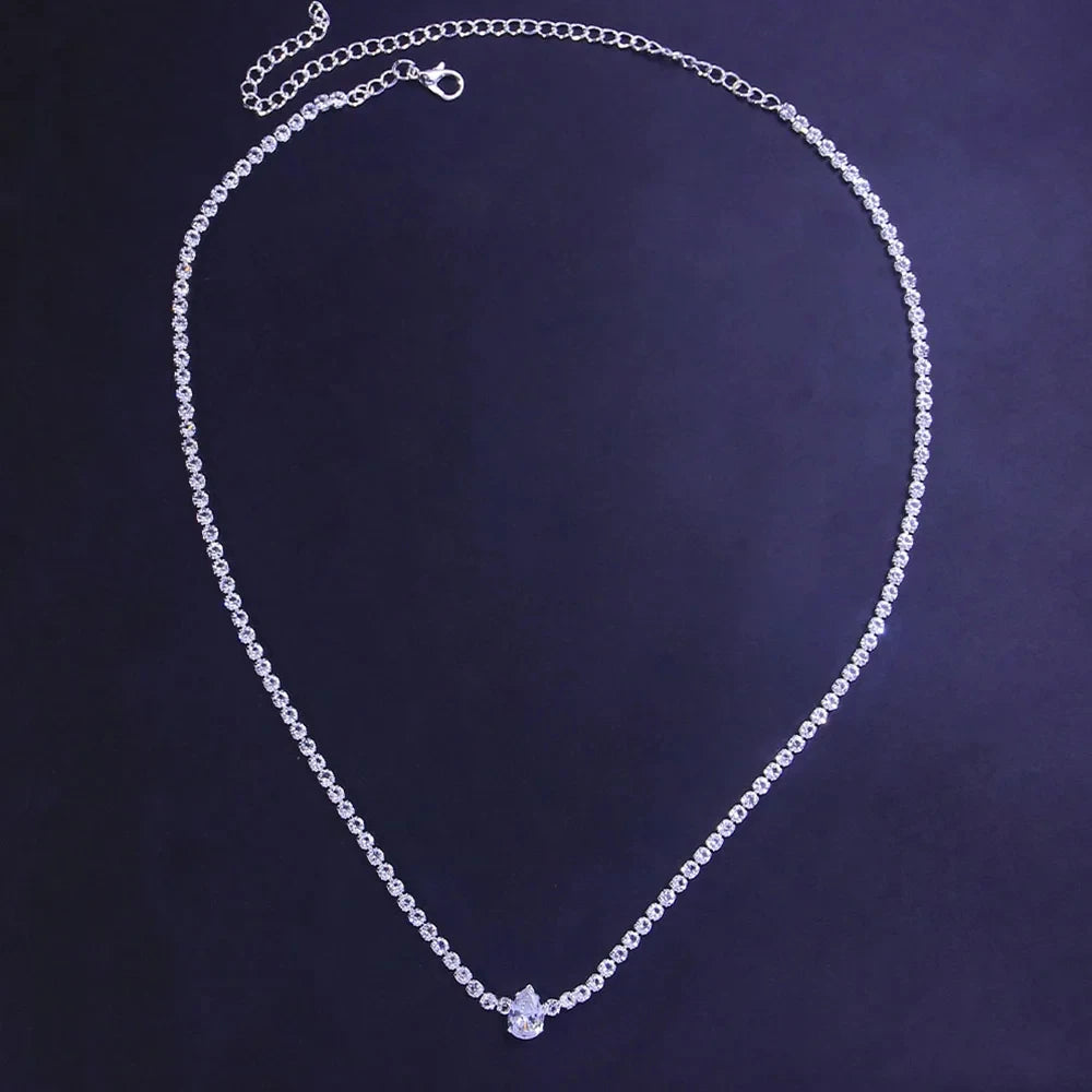 Fashion Water Drop Rhinestone Necklace Choker Accessories for Women Simple Crystal Collar Chain Choker Bridal Wedding Jewelry
