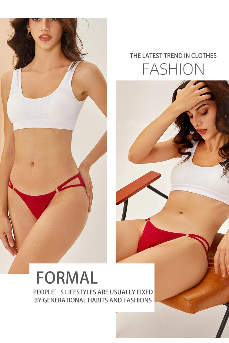 4PCS/SET Stripes Women Cotton Panties Women Sexy Low Rise Briefs Female Breathbale Underwear Button Design Pattern Soft Lingerie