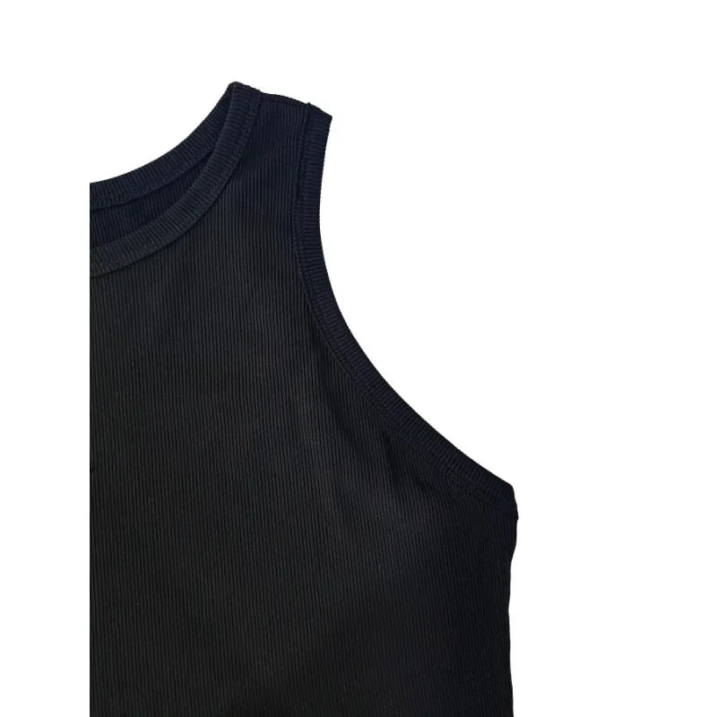 Plus Size 1XL-5XL Women's Fashionable Solid Color Round Neck Sleeveless Versatile Short Casual Vest
