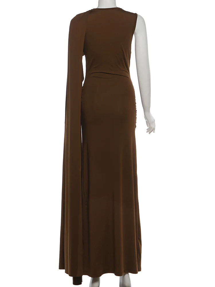 Sisterlinda Elegant Dress Woman Ruched o-Neck Sleeveless Irregular Ribbon Metal Trim Classic Birthday Party Banquet Vestidos