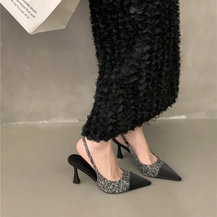 Fashionable Comfortable Elegant Sexy Small Toe Stiletto High Heels French High Heels Baotou Back Hollow Sandals Women