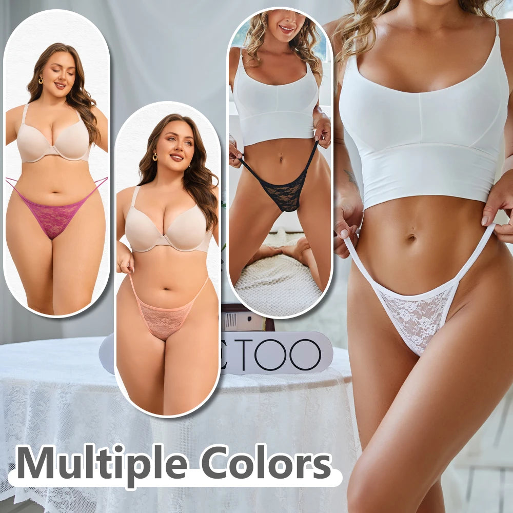 FINETOO 9Pcs Perspective T-Back Thongs Women Sexy Low Rise G-Strings Breathable Underpants Female Lace Floral Intimates Lingerie
