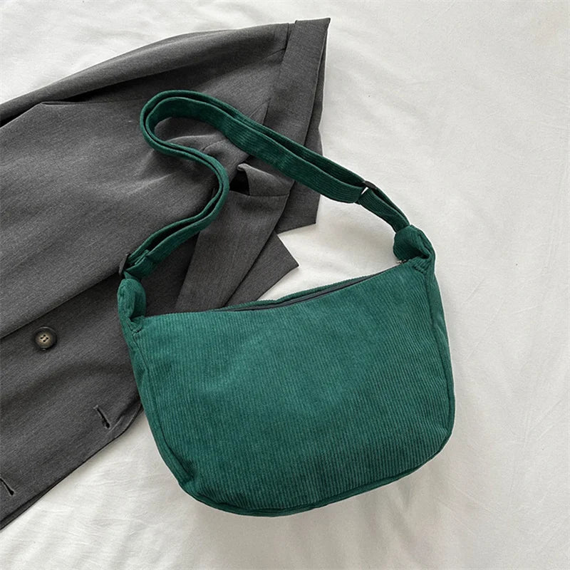 Corduroy Lazy Wind Everything Japanese Literary Single Shoulder Crossbody Student Casual Korean Female Simple Dumpling Bag