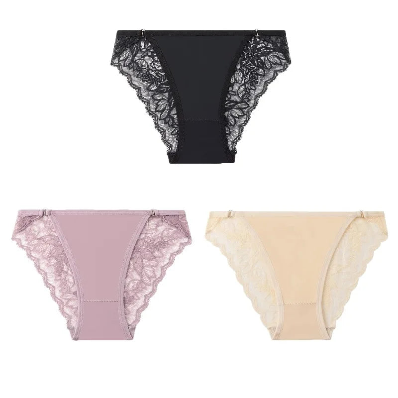TrowBridge 3PCS/Set Women's Panties Sweet Hollow Out Lace Underwear Leopard Sexy Lingerie Fashion Ladies Briefs Cozy Underpants