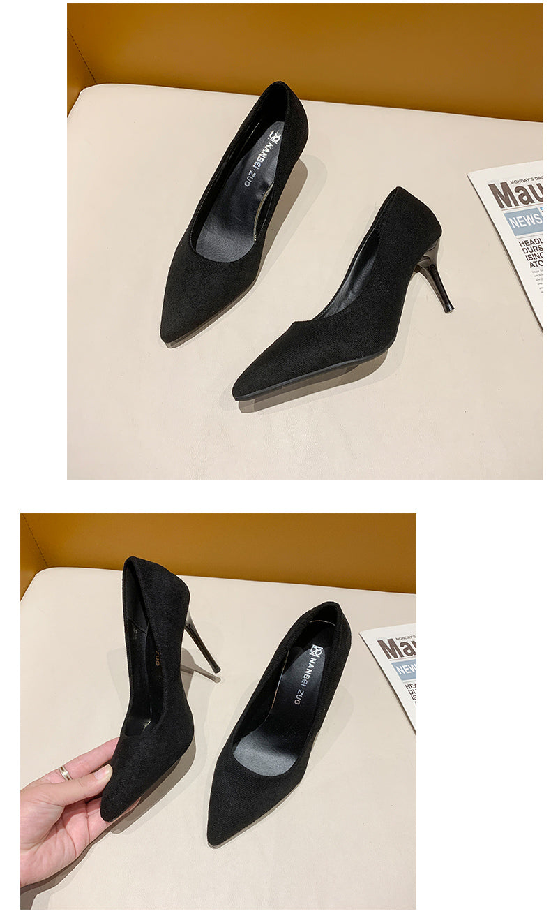 Women New Mid Heeled Sandals Black 6-8-10cm Pointed Thin Heeled Baotou Banquet High Heeled Shoes Womens Shoes Tacones Mujer