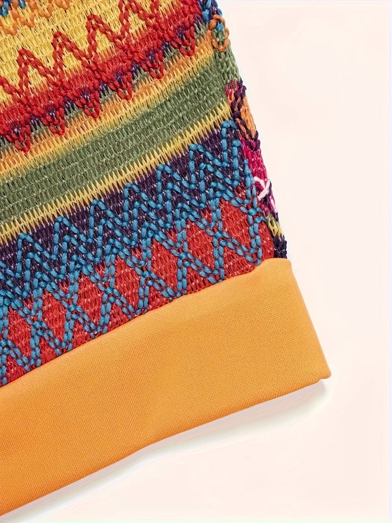 Vacation Tribal Knit Slim Skirt Set Crop Keyhole Halter Neck Top  High Waist Bodycon Slim Skirt Outfits Women's Clothing