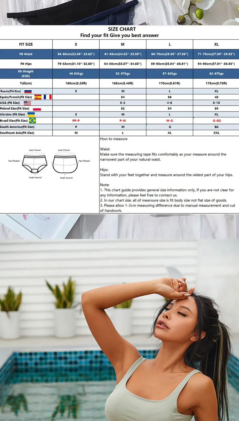 FIENTOO 6PCS Sexy Low-Waist Briefs Lace Cotton Panties for Women Female Soft Underwear Girls Elastic Intimates Sexy Lingerie